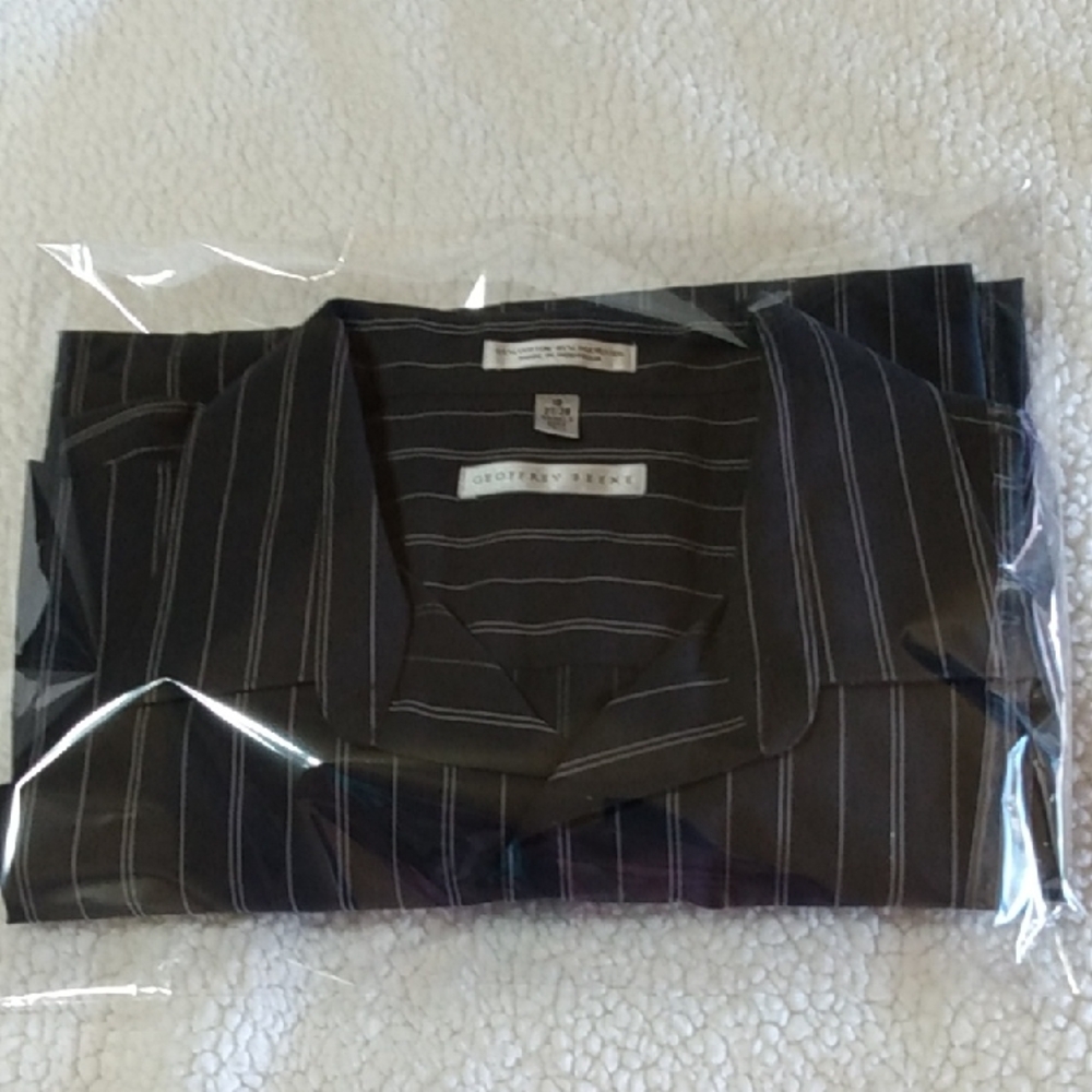 Geoffrey Beene NWT Men’s Dress Shirt Gray‎ Pinstripe Neck 19 Tall